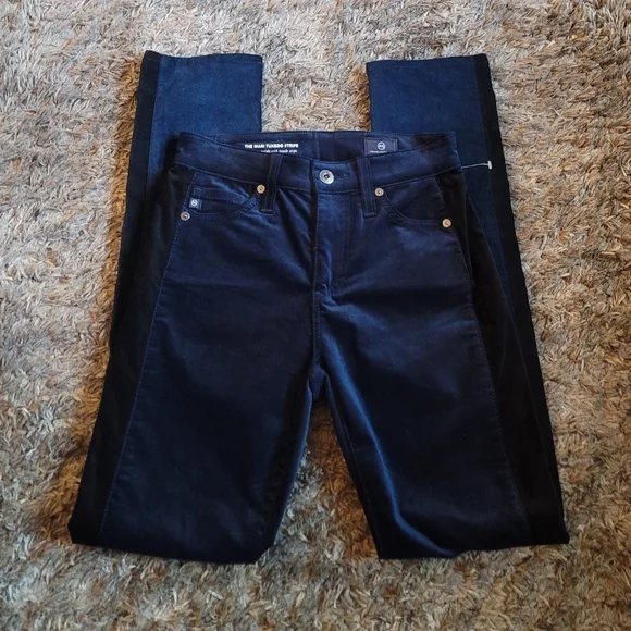 NWT! Anthropologie $215 AG Adriano Goldschmied The Mari Tuxedo Stripe Pants 25 - Picture 2 of 12